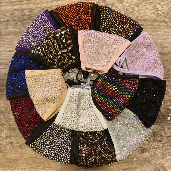 ✨#13 Aquamarine✨Crystal Bling Face Mask - Picture 15 of 15